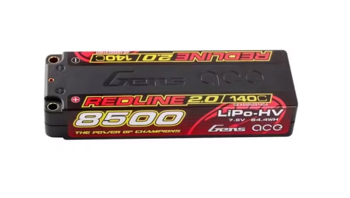 Gens ace 8500mAh 2S 7.6V 140C HardCase 58# Redline 2.0 Series Lipo Battery with 5.0mm bullet
