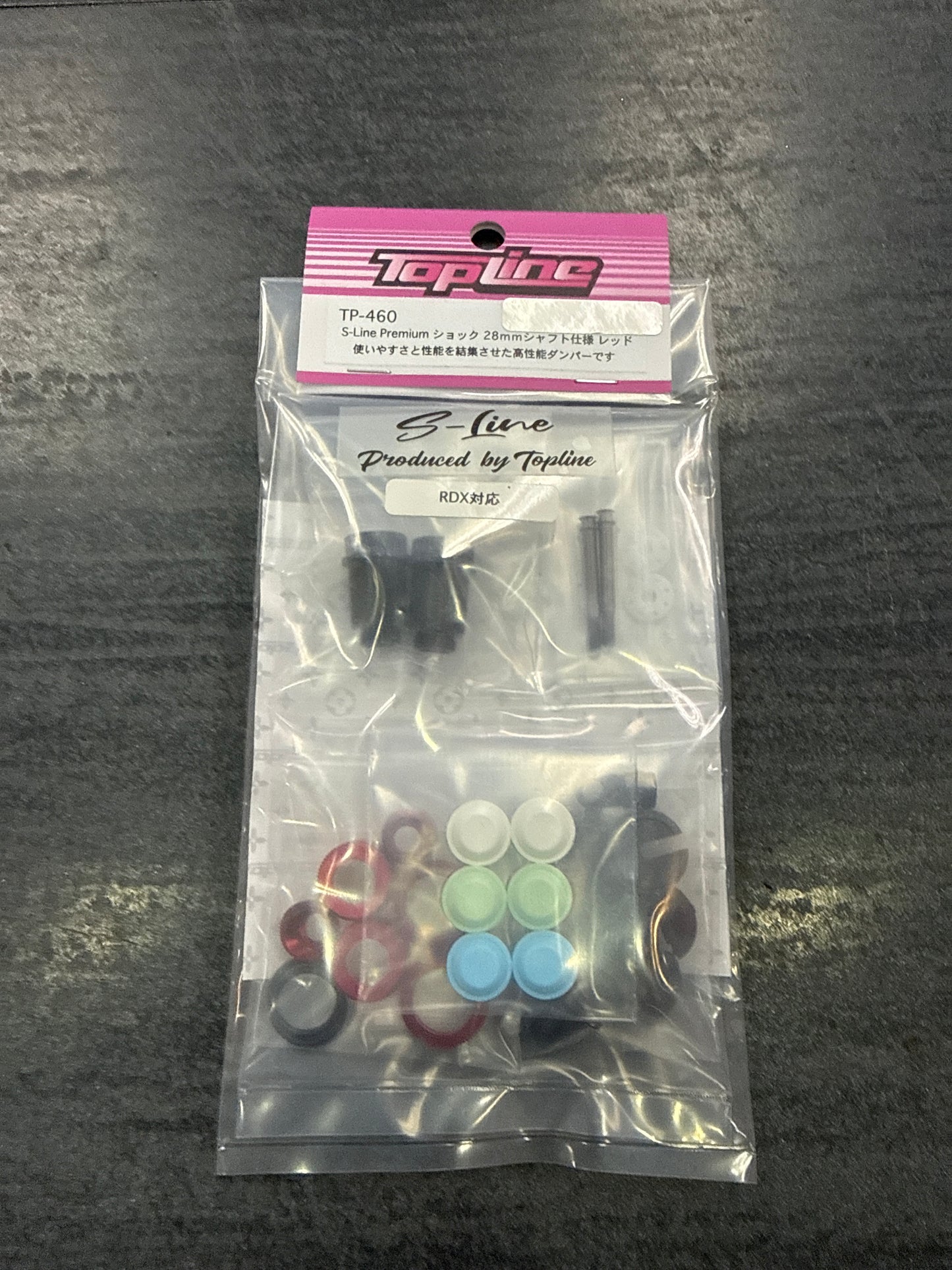 Topline S-Line Premium Shock Absorber, TRF Standard Length Cylinder & 28mm Shaft Specification, Red