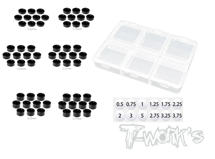 T-Works Aluminum 3mm Bore Washer Set B (Black)