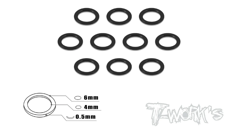 T-Works Aluminum 4mm Bore Washer 0.5mm (Black)