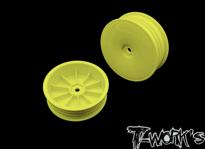 T-Works 2.2" 12mm Hex Narrow Front Wheel ( B6.1/6.2/RB5/RB6/RB7/YZ2/XB2) - Yellow