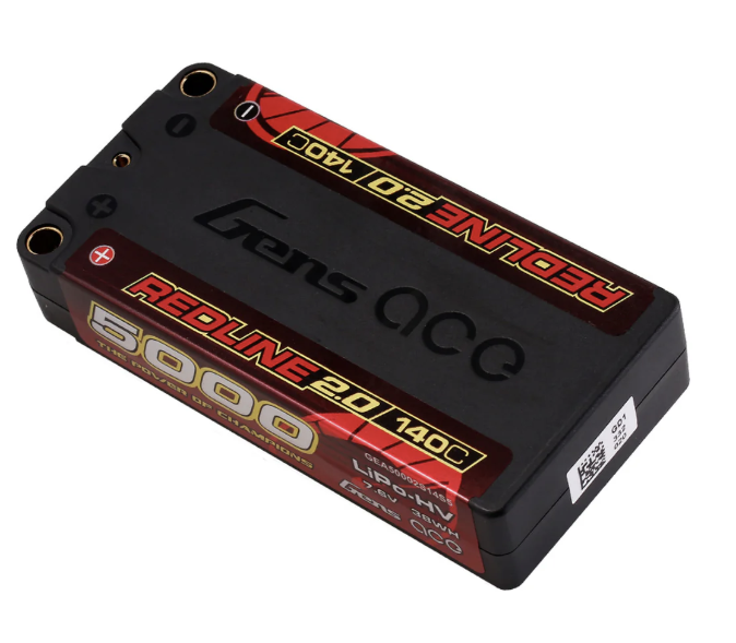GensAce Red Line 2.0 5000mAh 7.6V 2S1P 140C Lipo Battery Shorty