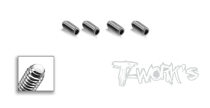 T-works M4 x 8 Active Down -Stop Screws - For 1/10 TC Bumpy Tracks (4pcs)