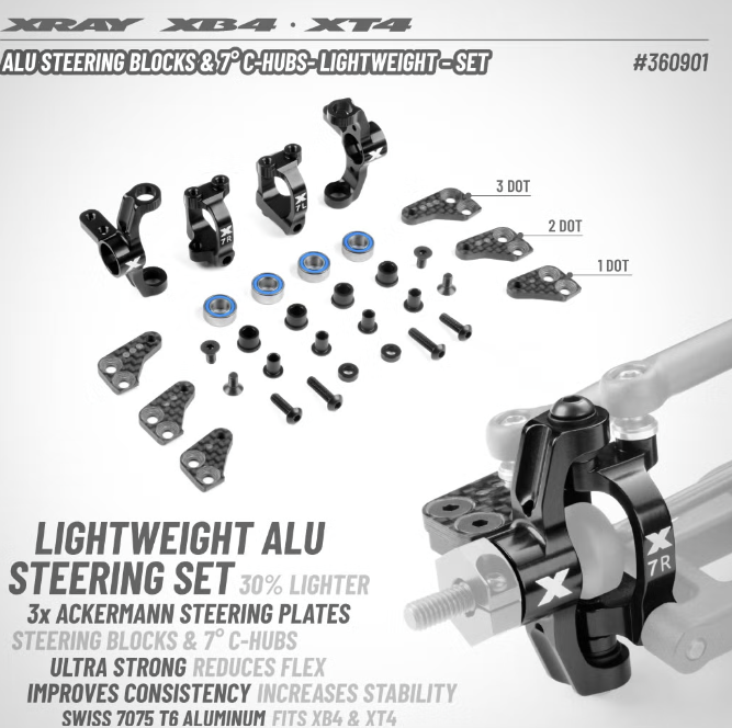 Xray Alu Steering Blocks & 7° C-hubs- Lightweight - Set
