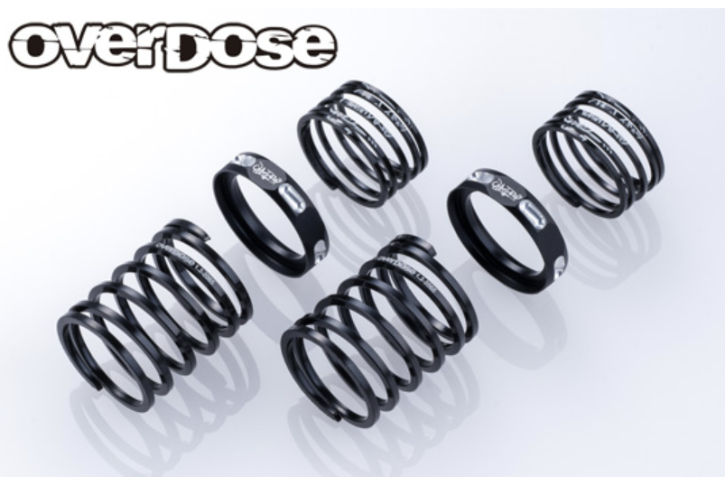 OVERDOSE 4Edge Twin Spring 1.2-2065 (Wire diameter □1.2, 6.5 turns, Free length 20mm, with HSP / 2pcs / Black)