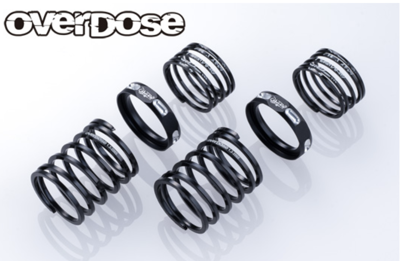 OVERDOSE 4Edge Twin Spring 1.2-2065 (Wire diameter □1.2, 6.5 turns, Free length 20mm, with HSP / 2pcs / Black)
