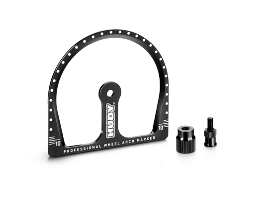 HUDY PROFESSIONAL 1/10 TC WHEEL ARCH MARKER + WHEEL ADAPTER & NUT
