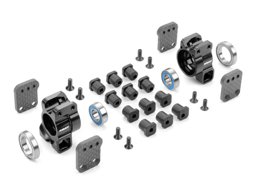 XRAY XB8 ALU REAR UPRIGHTS - MULTI-ADJUSTABLE - SET