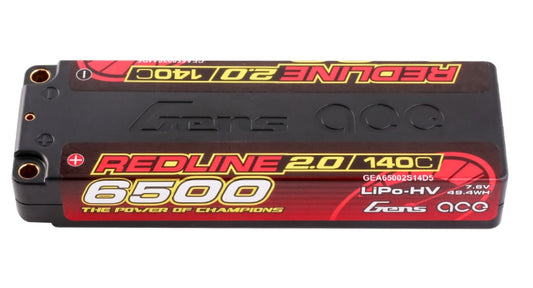 Gens ace 6500mAh 2S 7.6V 140C HardCase 57# Redline 2.0 Series Lipo Battery with 5.0mm bullet