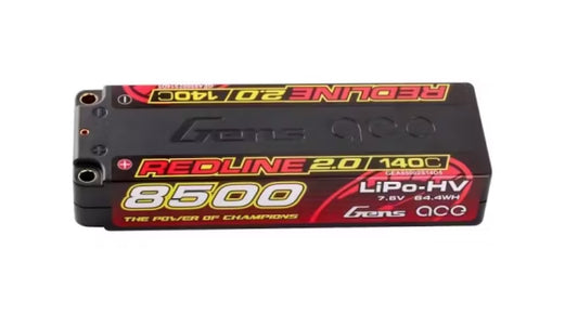Gens ace 8500mAh 2S 7.6V 140C HardCase 58# Redline 2.0 Series Lipo Battery with 5.0mm bullet