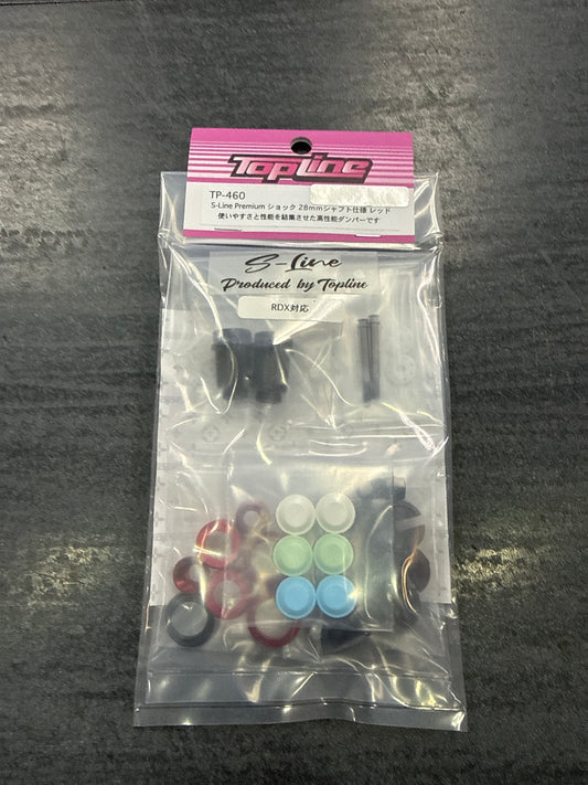 Topline S-Line Premium Shock Absorber, TRF Standard Length Cylinder & 28mm Shaft Specification, Red