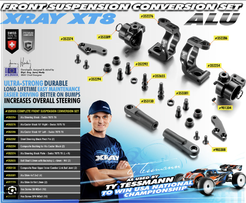 Xray XRAY XT8 Alu Front Suspension Conversion Set - V2