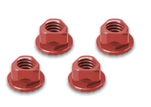 T-Works 7075-T6 Alum. Featherlite Wheel nut M4 Red