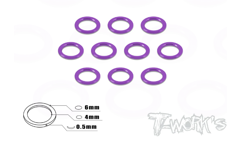 T-Works Aluminum 4mm Bore Washer 0.5mm (Purple