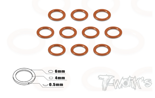 T-Works Aluminum 4mm Bore Washer 0.5mm (Red)