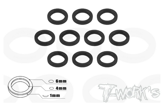T-Works Aluminum 4mm Bore Washer 1mm (Black)