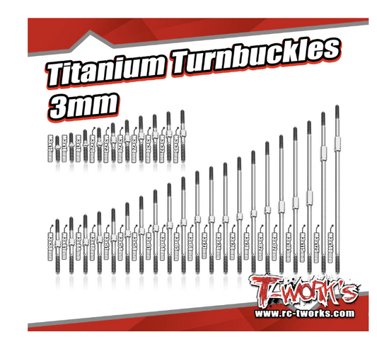 T-Works 64 Titanium Turnbuckles 3mm x 28mm