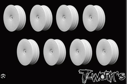 T-Works 2.2" 12mm Hex Narrow Front Wheel ( B6.1/6.2/RB5/RB6/RB7/YZ2/XB2) - White