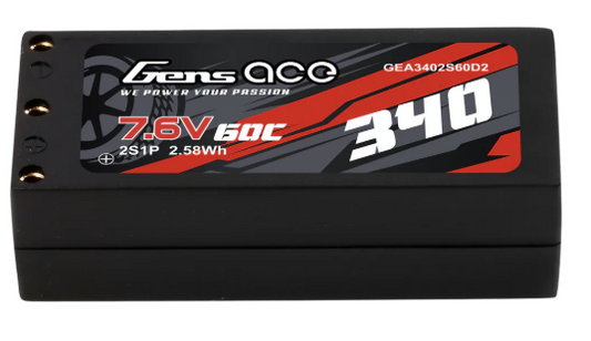 GensAce 340mah 7.6v 60c 2s1p Lipo Battery