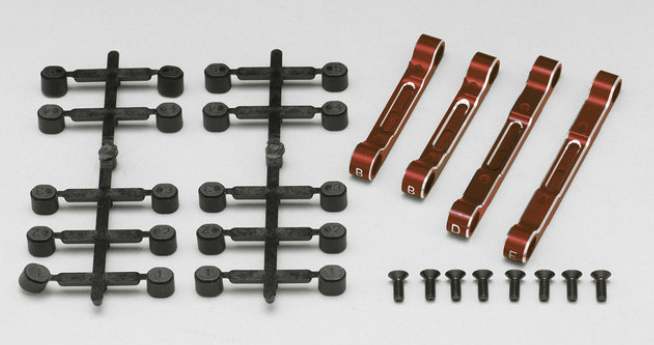 Yokomo Aluminum Adjustable Bevel Edge Suspension Mount Set Red for YD-2