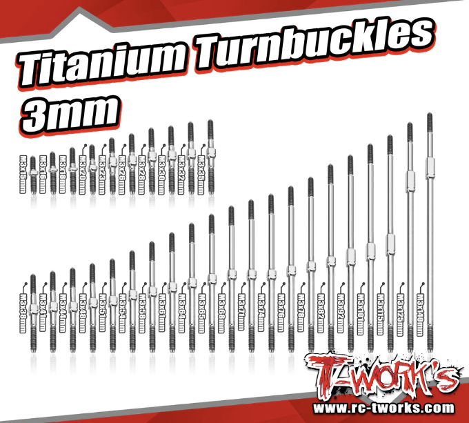 T-works 64 Titanium Turnbuckles 3mm x 51mm
