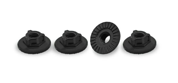 T-works 7075-T6 Alum. Ultra Light Weight large-contact Serrated Wheel Nut 4pcs (Black)
