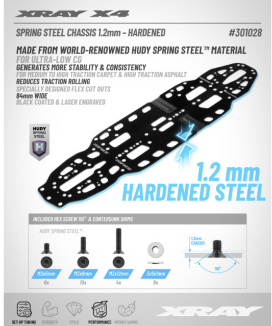 Xray X4’26 SPRING STEEL CHASSIS 1.2mm - HARDENED