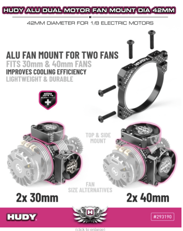 HUDY Alu Dual Motor Fan Mount Dia 42mm (2×30mm / 2×40mm)