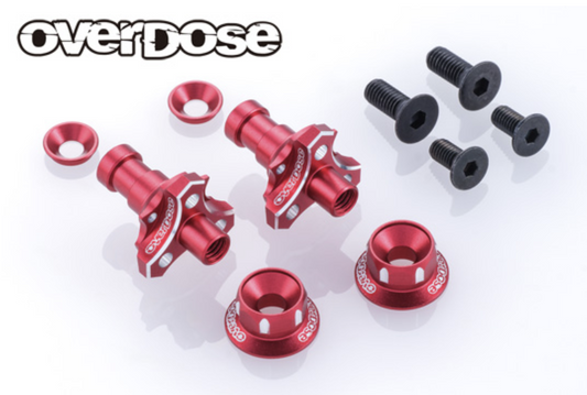 OVERDOSE Aluminum One-Piece Axle Shaft Type-2 (For OD/RWD Front/7mm/Red)