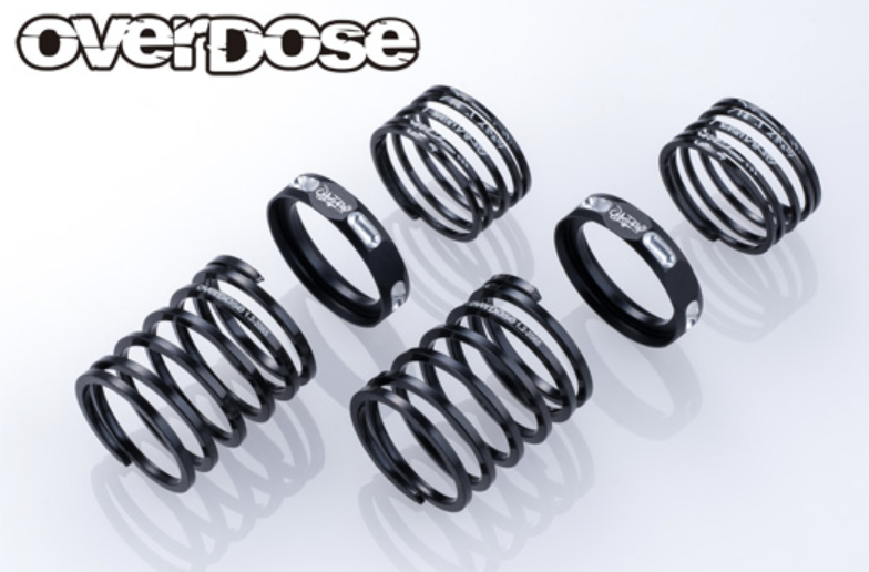 OVERDOSE 4Edge Twin Spring 1.2-2070 (Wire diameter □1.2, 7.0 turns, Free length 20mm, with HSP / 2pcs / Black)
