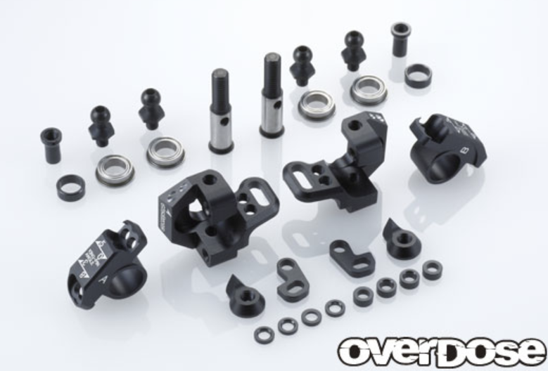 OVERDOSE Adjustable Aluminum Knuckle Set Type-2 (For RWD/Black)