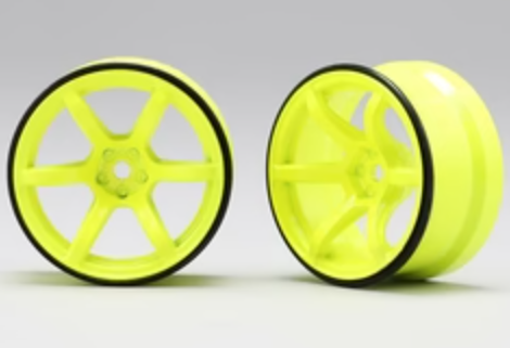 Yokomo RP Hi Traction drift wheel Fluoroscent Yellow, Offset 6, Pack of 2