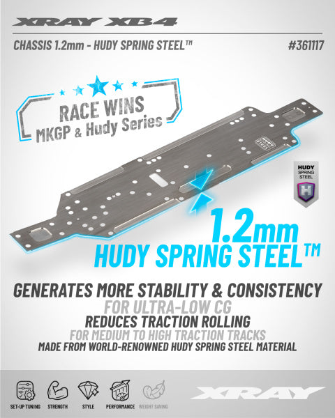 XB4'26 Chassis 1.2mm - Hudy Spring Steel™