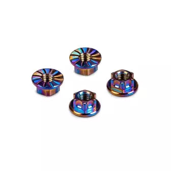 HUDY Titanium Nut M4 w Serrated Flange - Rainbow Color (4)