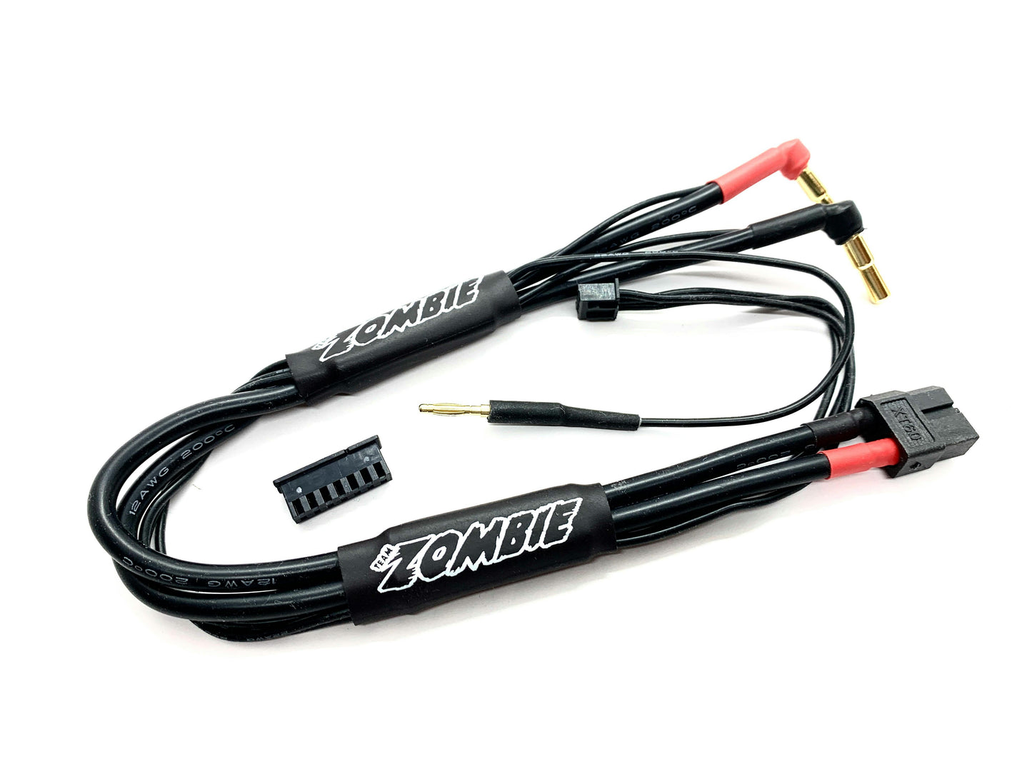 Team Zombie XT60, 4/5mm plug 2s-balance 300mm 12awg charging cable ( FULL BLACK )