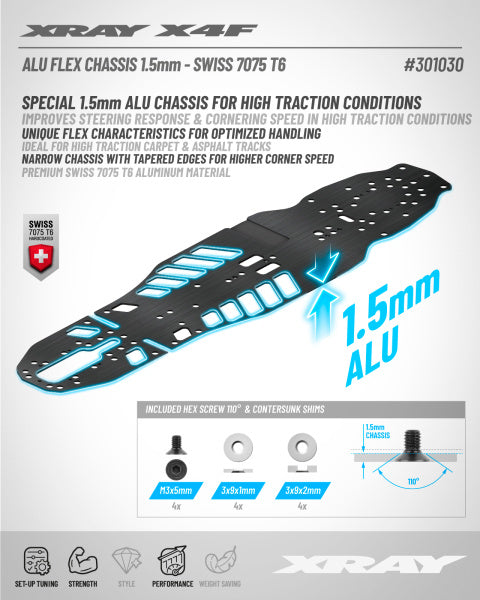 Xray X4F'27 Alu Flex Chassis 1.5mm - Swiss 7075 T6