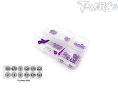 T-Work's Aluminum 3mm Bore Washer Set ( Purple )0.5,0.75,1,2,3,5mm Each 10pcs.